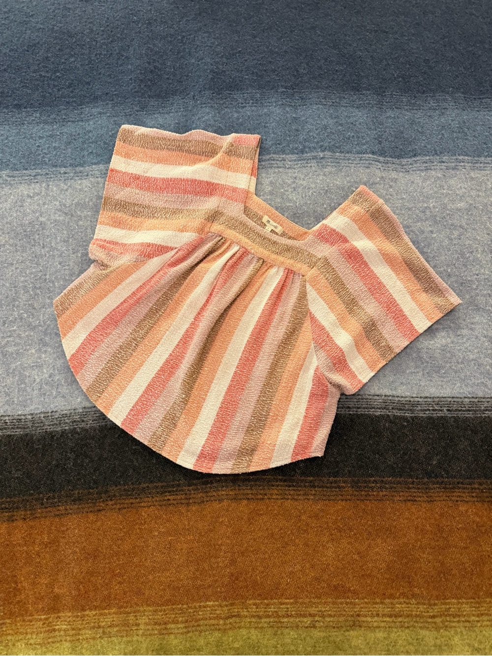 Madewell Striped Square-Neck Blouse in Blush Multi Small